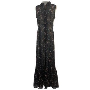 Calvin Klein Women's 4 Sheer Maxi Dress Black Floral